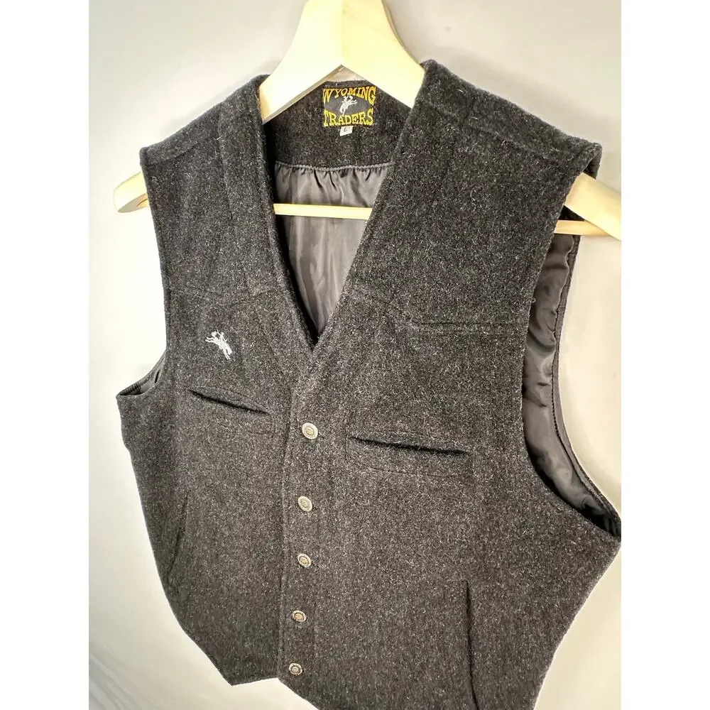 Wyoming Traders 100% Wool Button Front Lined Vest Size Large